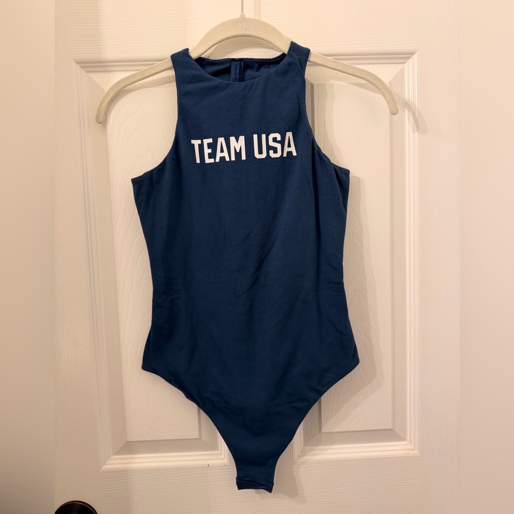 Skims Team USA Cotton Jersey Olympic High Neck Bodysuit